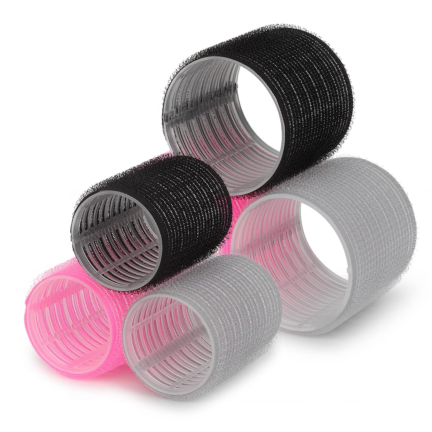Pink hair rollers with duckbill clips and sectioning rat tail comb for heat free styling