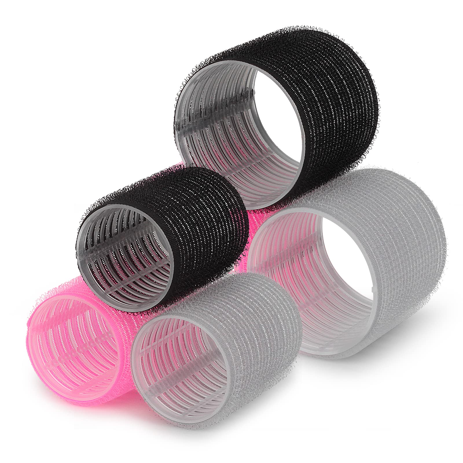 Pink hair rollers with duckbill clips and sectioning rat tail comb for heat free styling