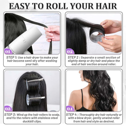 Sweet Online Deal heatless hair rollers set dimension details for medium and thick hair types