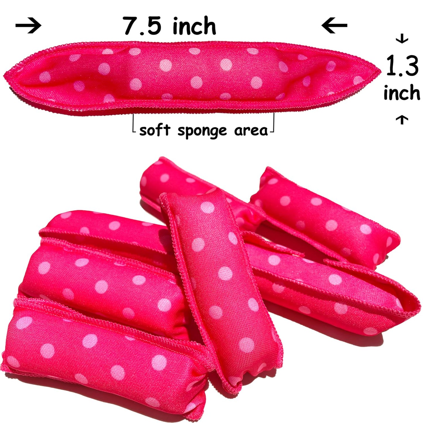 Close up look of the flexible soft pillow hair curlers material and satin texture.