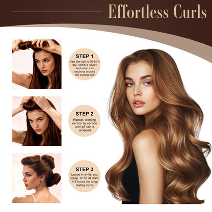 Four packs of jumbo no heat hair curlers with included styling hook