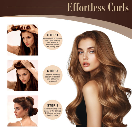 Four packs of jumbo no heat hair curlers with included styling hook