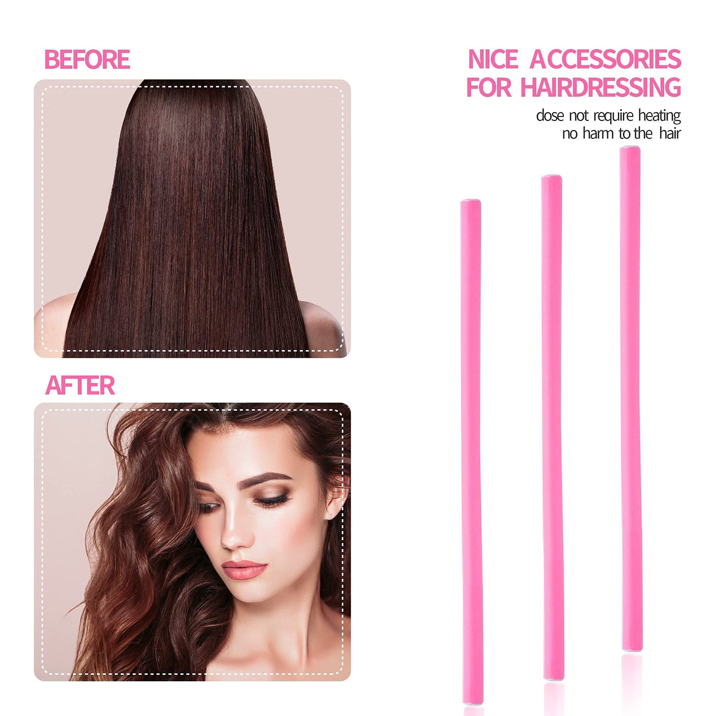 Overnight flexi rods hair styling rollers for short and long hair