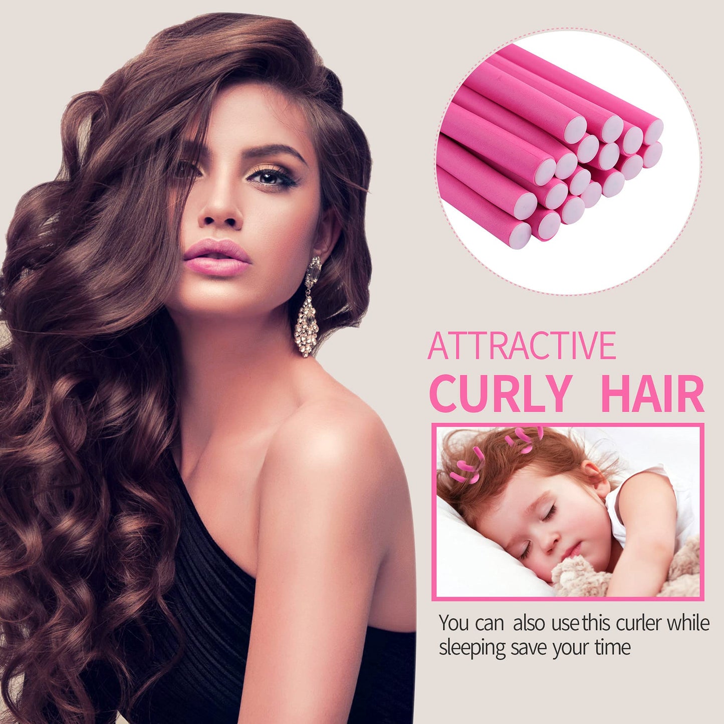 Damage free hair curlers set with precision parting rat tail comb