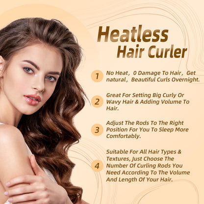Luckybear heatless blowout rollers displayed with flexible ends bent to show easy adjustments