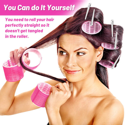 Premium stainless steel clips included in the heatless hair roller styling kit