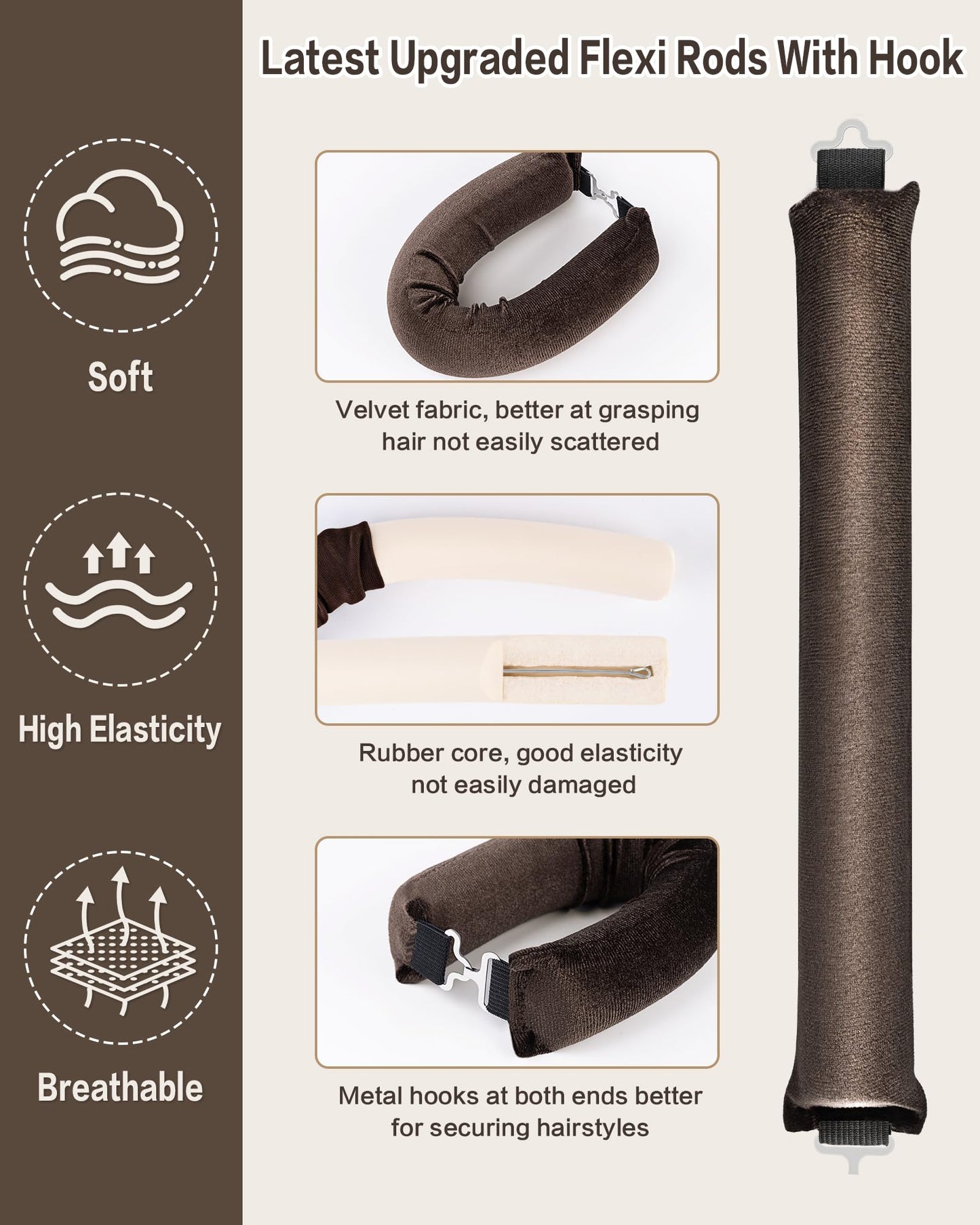 The matching brown satin hair scarf included in the Posicurly styling kit