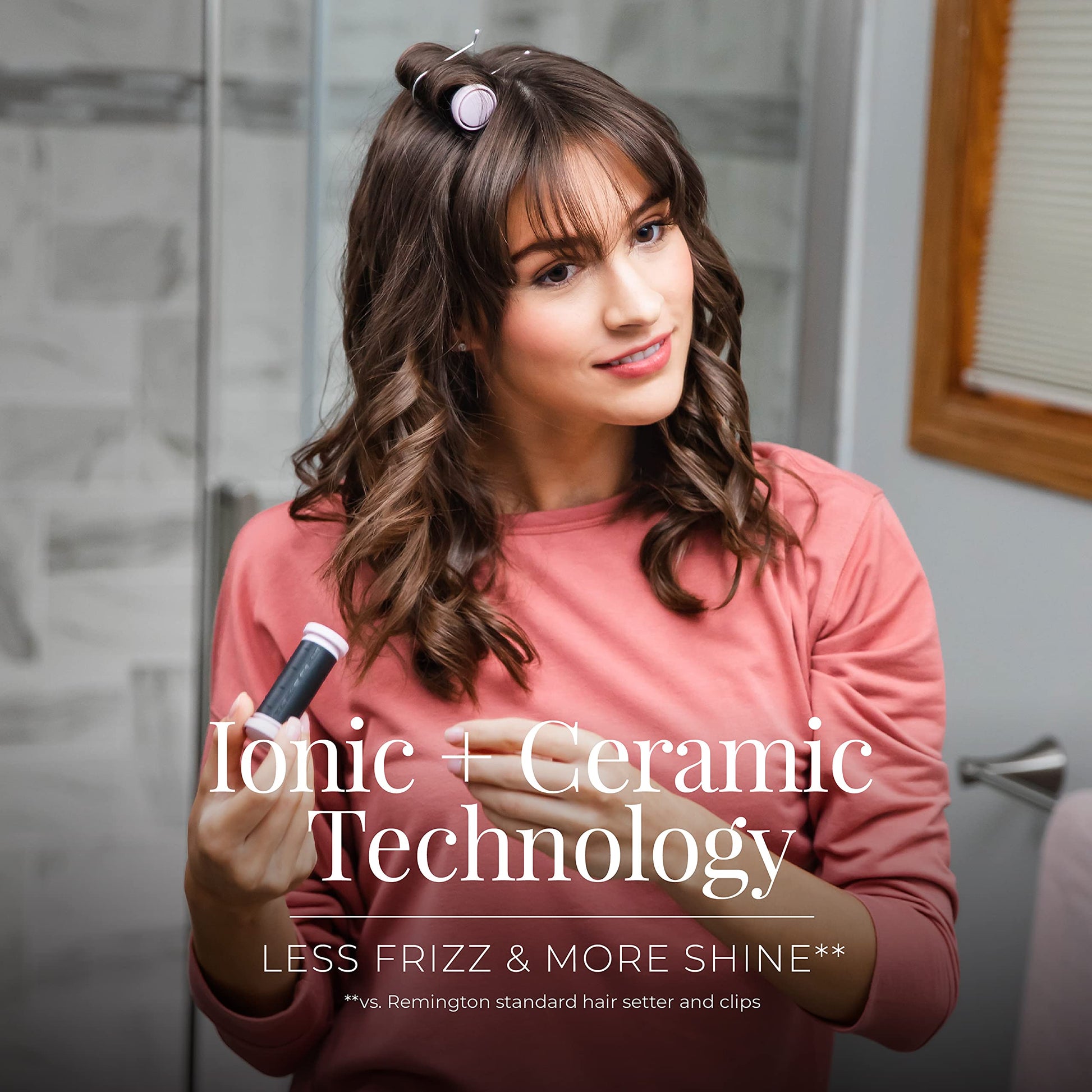 Remington exclusive J-clips designed to prevent creases and dents in the hair during styling.