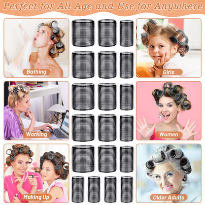 Close up of the textured self holding surface of black heatless volume rollers