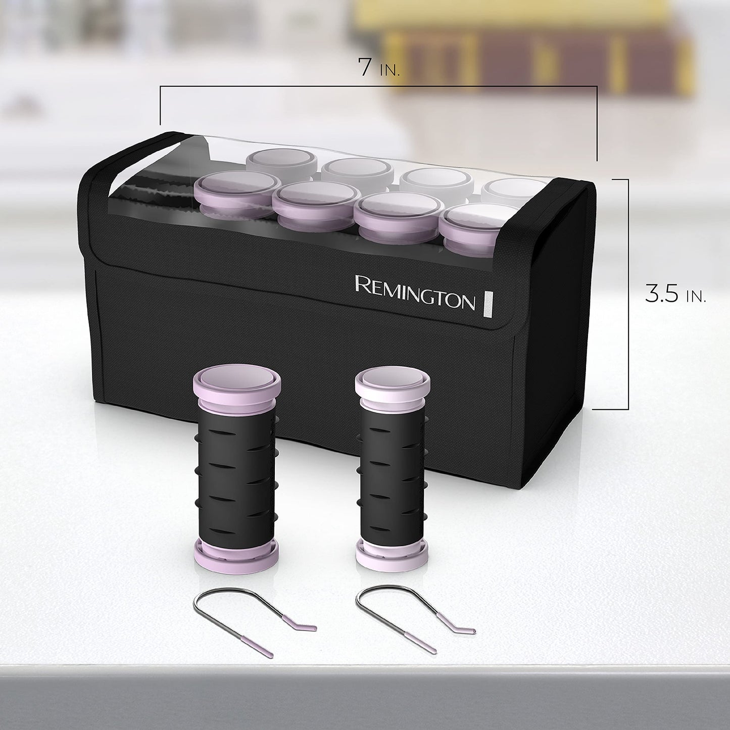 Remington dual voltage hair curlers showing the premium ceramic material formulation.