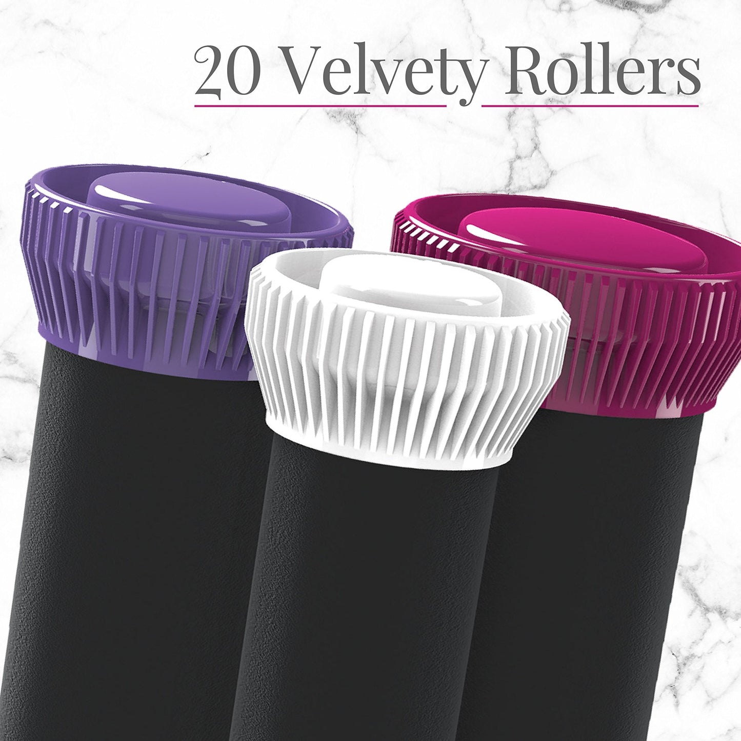 Close up view of the luxurious velvet coating on the Remington heated rollers for snag free styling.