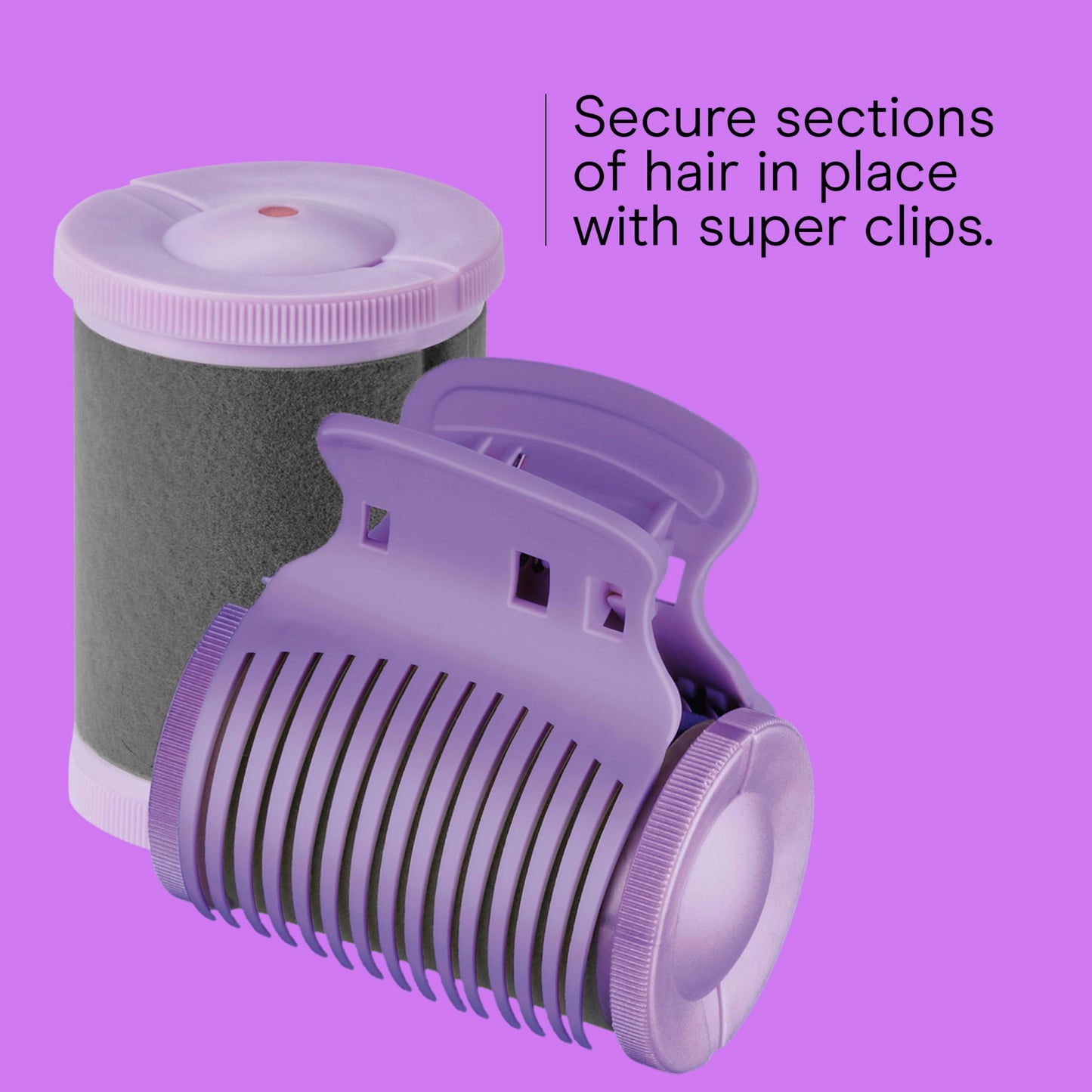 Conair super clips and wire clips arranged next to the heated base unit.