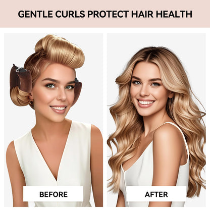 Overnight hair styling kit by Togayu displaying the premium brown satin hair bonnet used to reduce frizz.