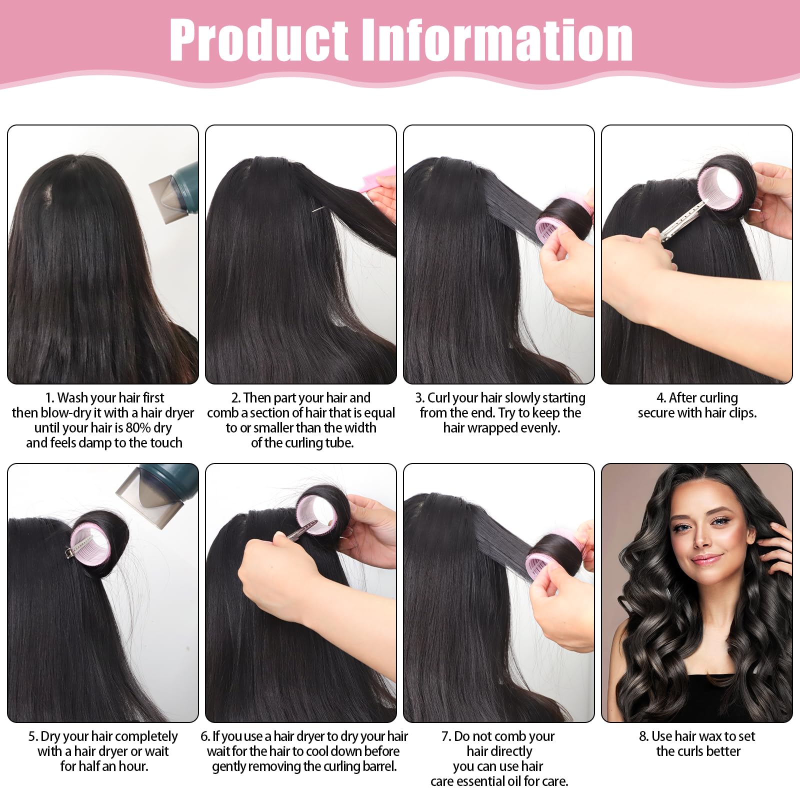Close up view of the textured self grip surface of the pink styling rollers for salon volume.