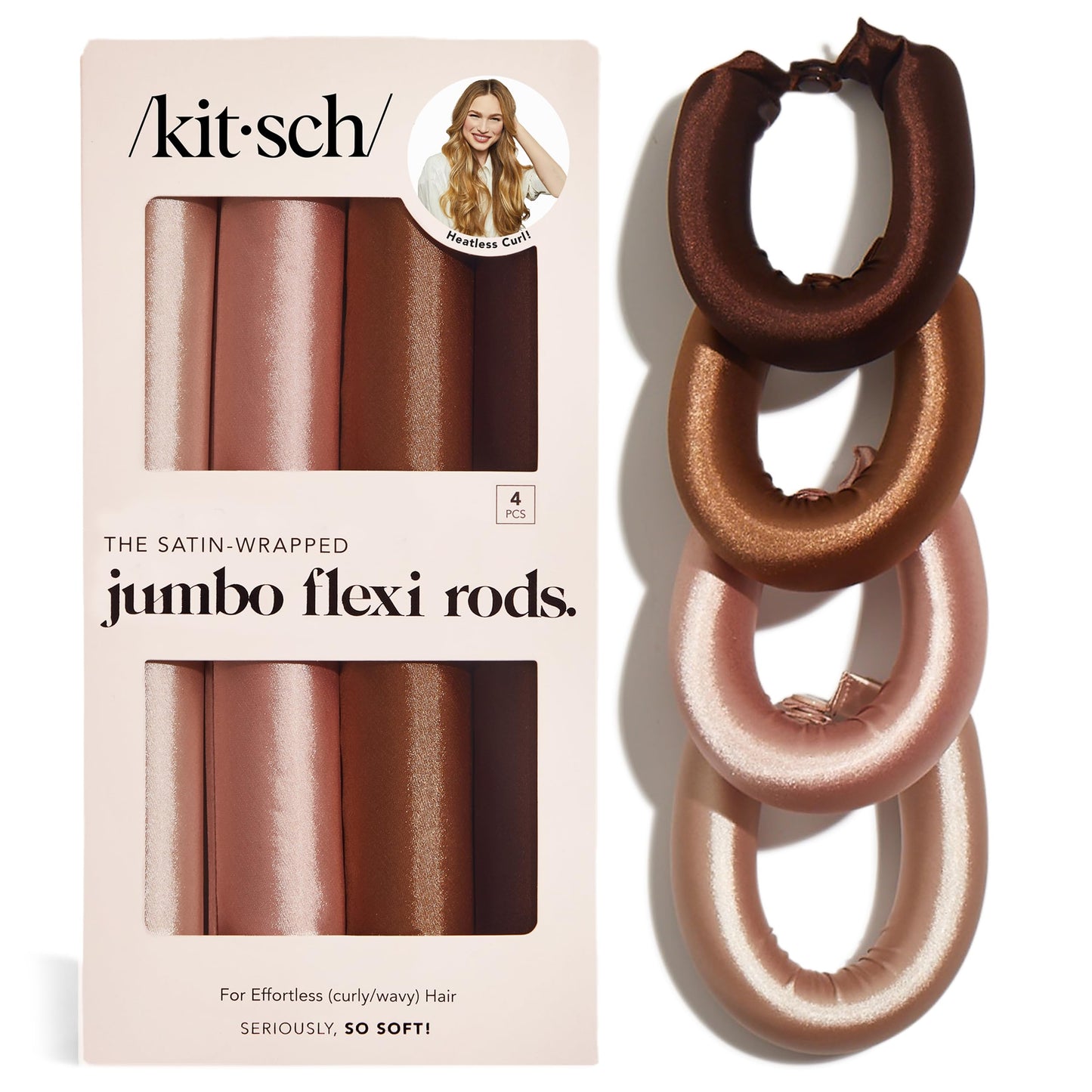 Detailed texture shot of the premium polyester satin fabric on the Kitsch jumbo flexi rod.