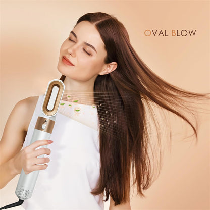 Close up view of the negative ion blow dryer brush head showing the ceramic bristles designed for smoothing and detangling.