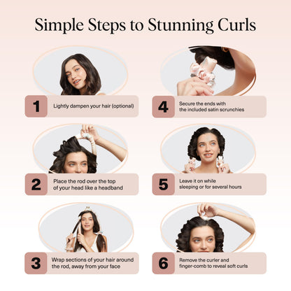 Demonstration of the comfortable unicorn heatless curl technique using the satin wrap.