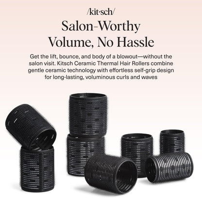 Self grip hair curlers by Kitsch showing the ceramic coated core texture