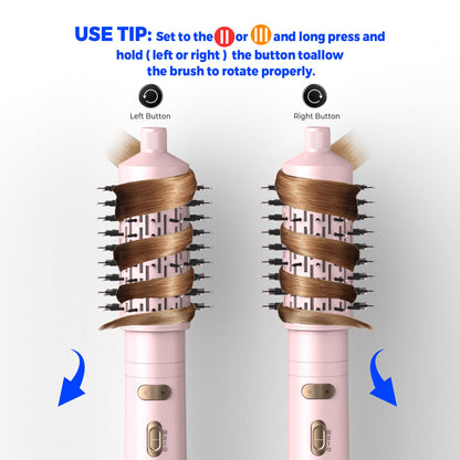 Trylater hot air spin brush showcasing the detachable one point five inch brush head accessory