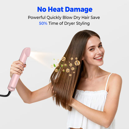 Trylater anti frizz rotating brush angled view showing the ergonomic handle design