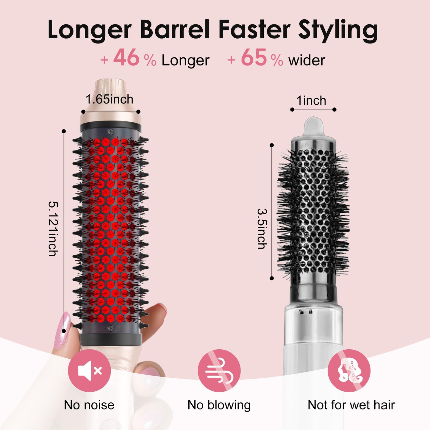 Close-up of the negative ion bristles on the GOLD TIME infrared hair styler
