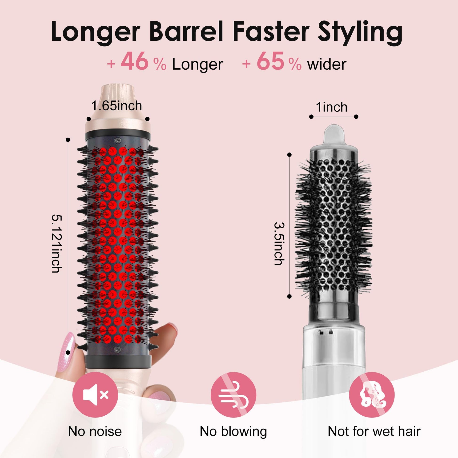 Close-up of the negative ion bristles on the GOLD TIME infrared hair styler