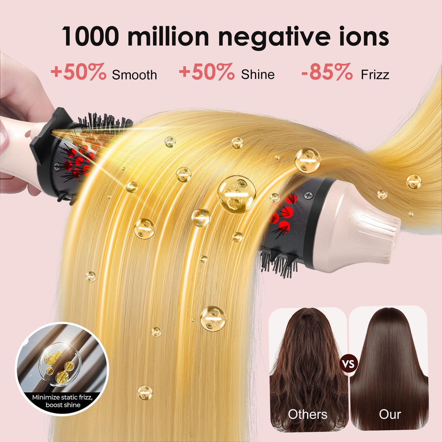 Side profile of the GOLD TIME dual voltage styling brush emphasizing the ergonomic handle design