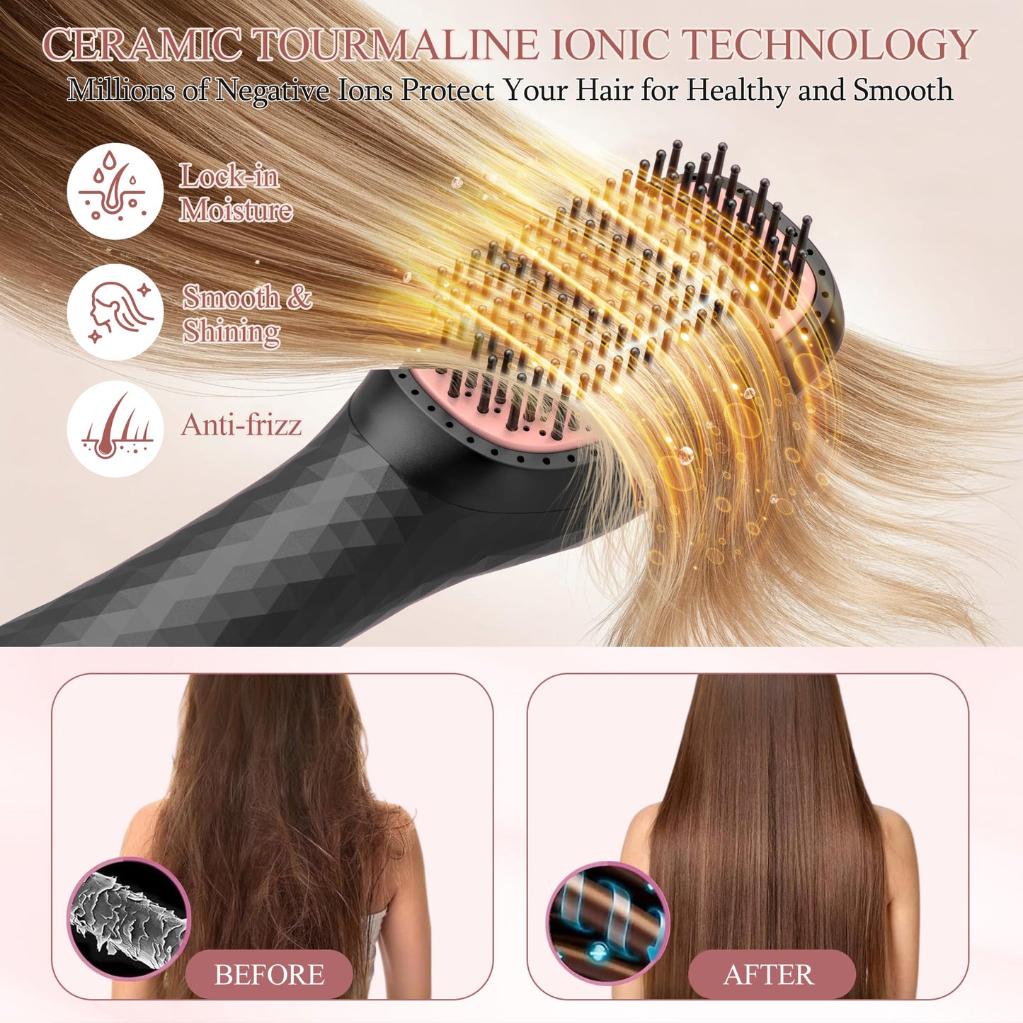 VIGNONY one step hair dryer and styler demonstrating the three heat and two speed adjustable control switch.