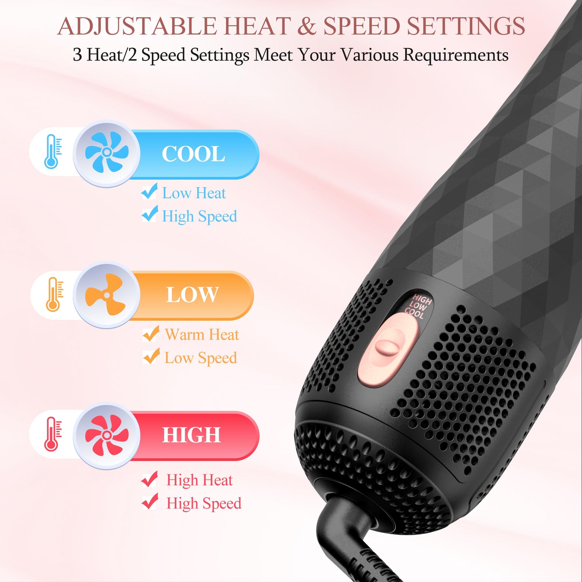 VIGNONY professional hot air brush side profile highlighting the ergonomic handle and lightweight design.
