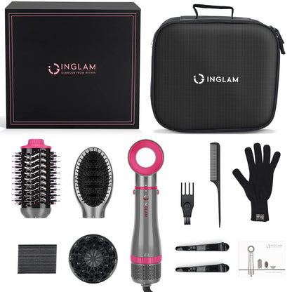 IG INGLAM 4 in 1 hair styler kit unboxed demonstrating the silver finish and lightweight design