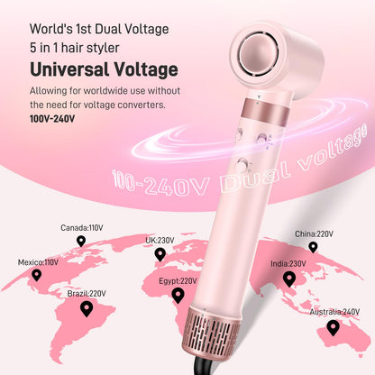 MESCOMB 5 in 1 hair dryer brush pink variant showcased inside its premium travel bag