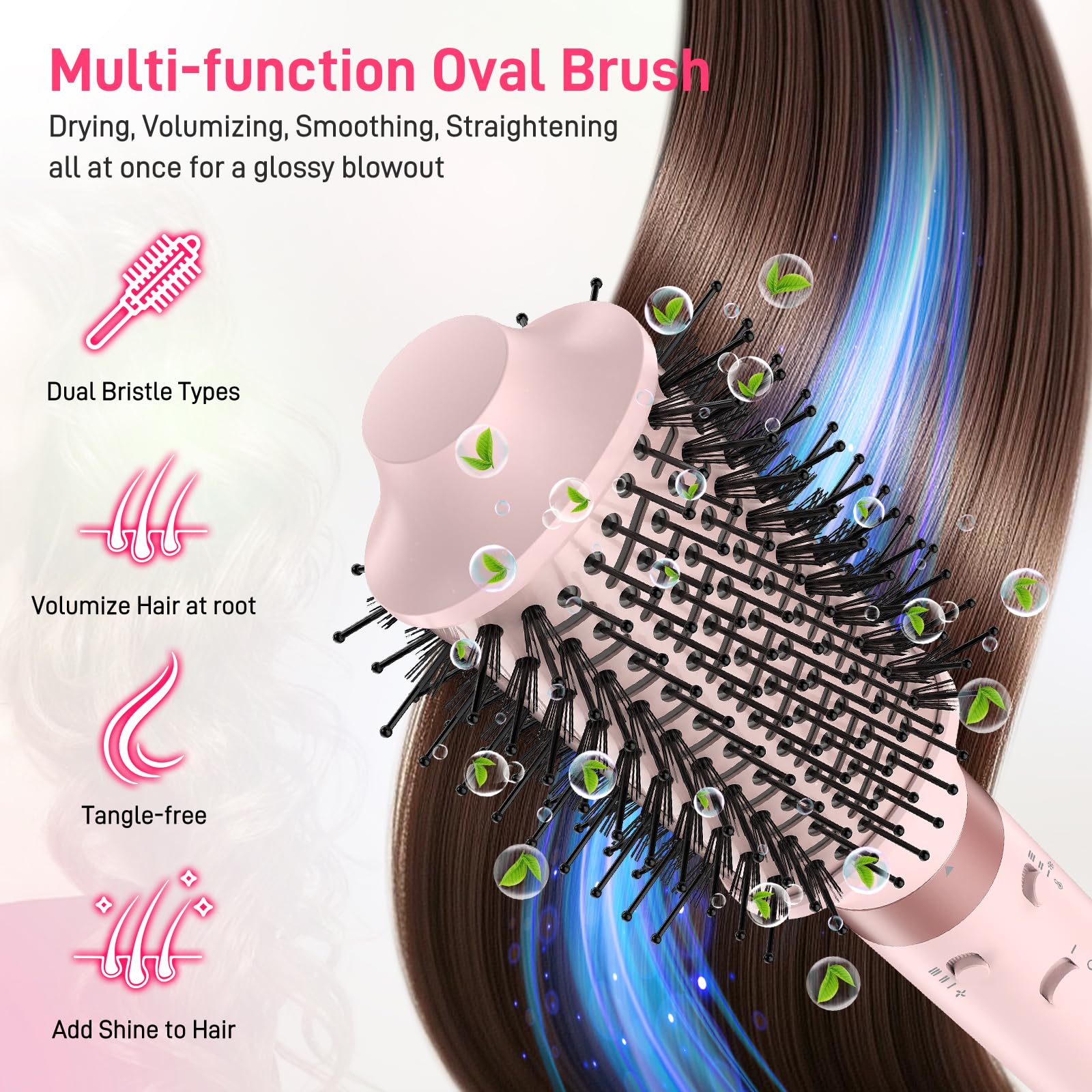 MESCOMB ceramic volumizing round brush attachment closeup illustrating negative ion airflow vents