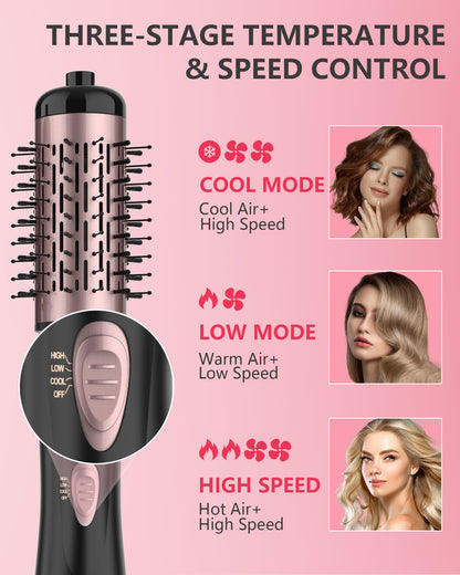 Side profile of the ANWA rotating hot air brush highlighting the gentle nylon bristle blend layout