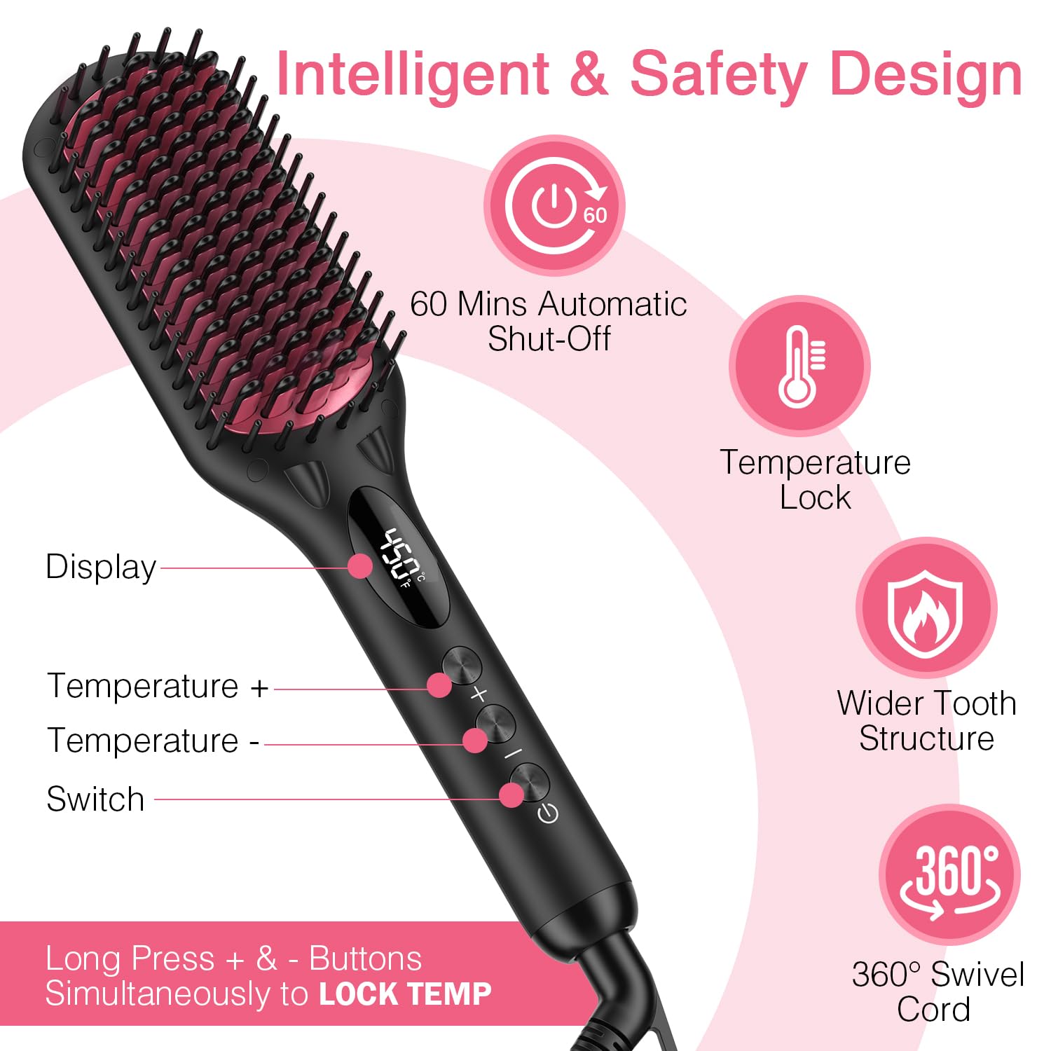 Close-up of the double ionic generator bristles on the MiroPure straightening brush.