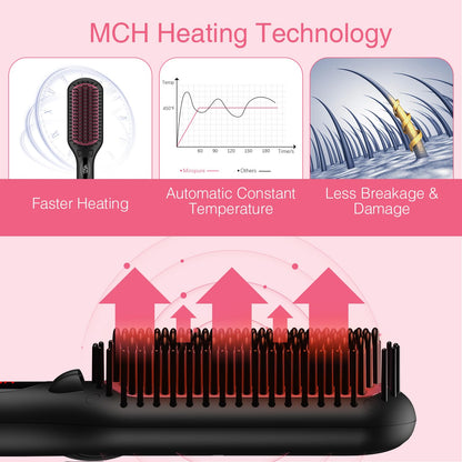MiroPure 2-in-1 ionic brush displaying the digital temperature control buttons and handle screen.