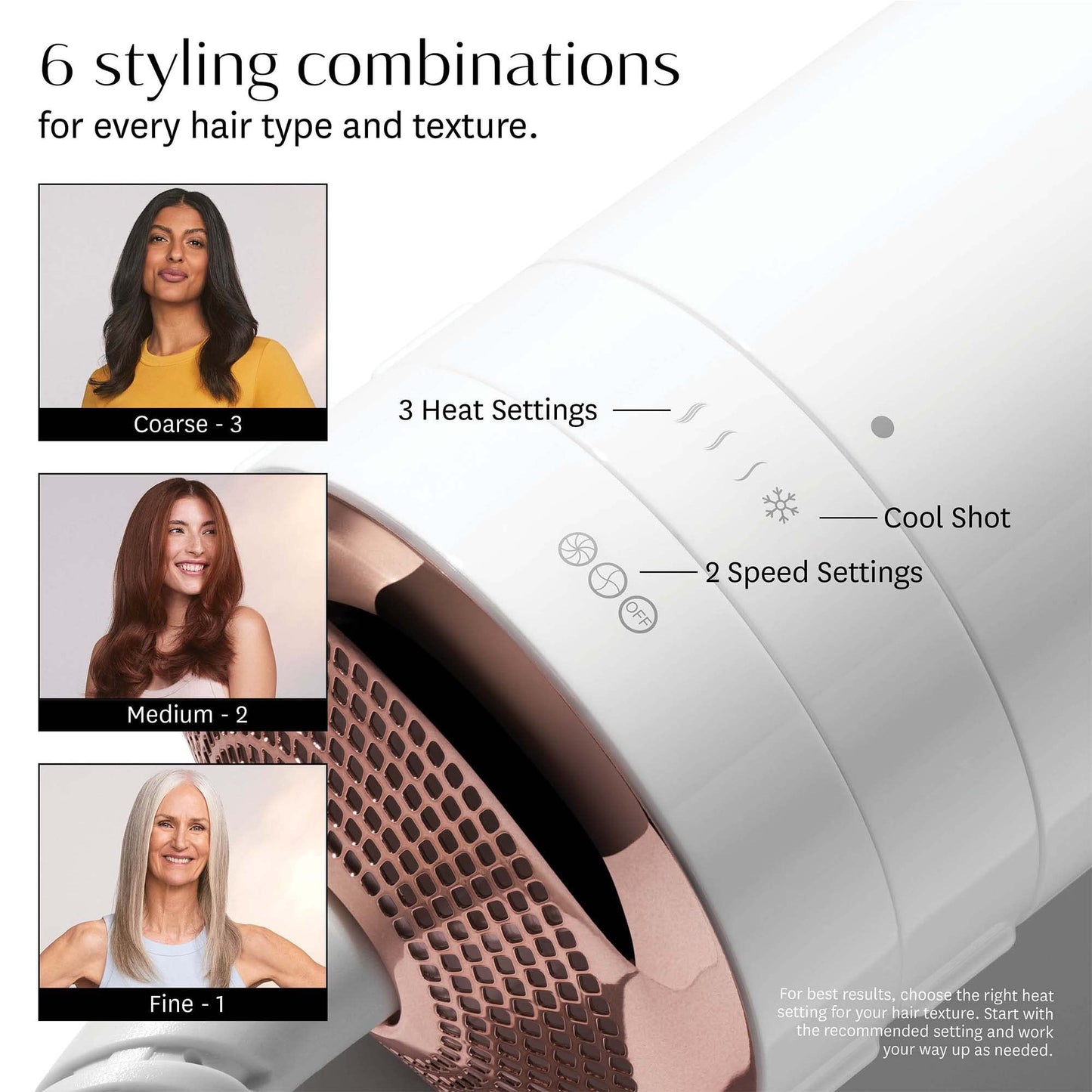 T3 luxury hair styling tool showcasing the cool shot button and temperature interface.