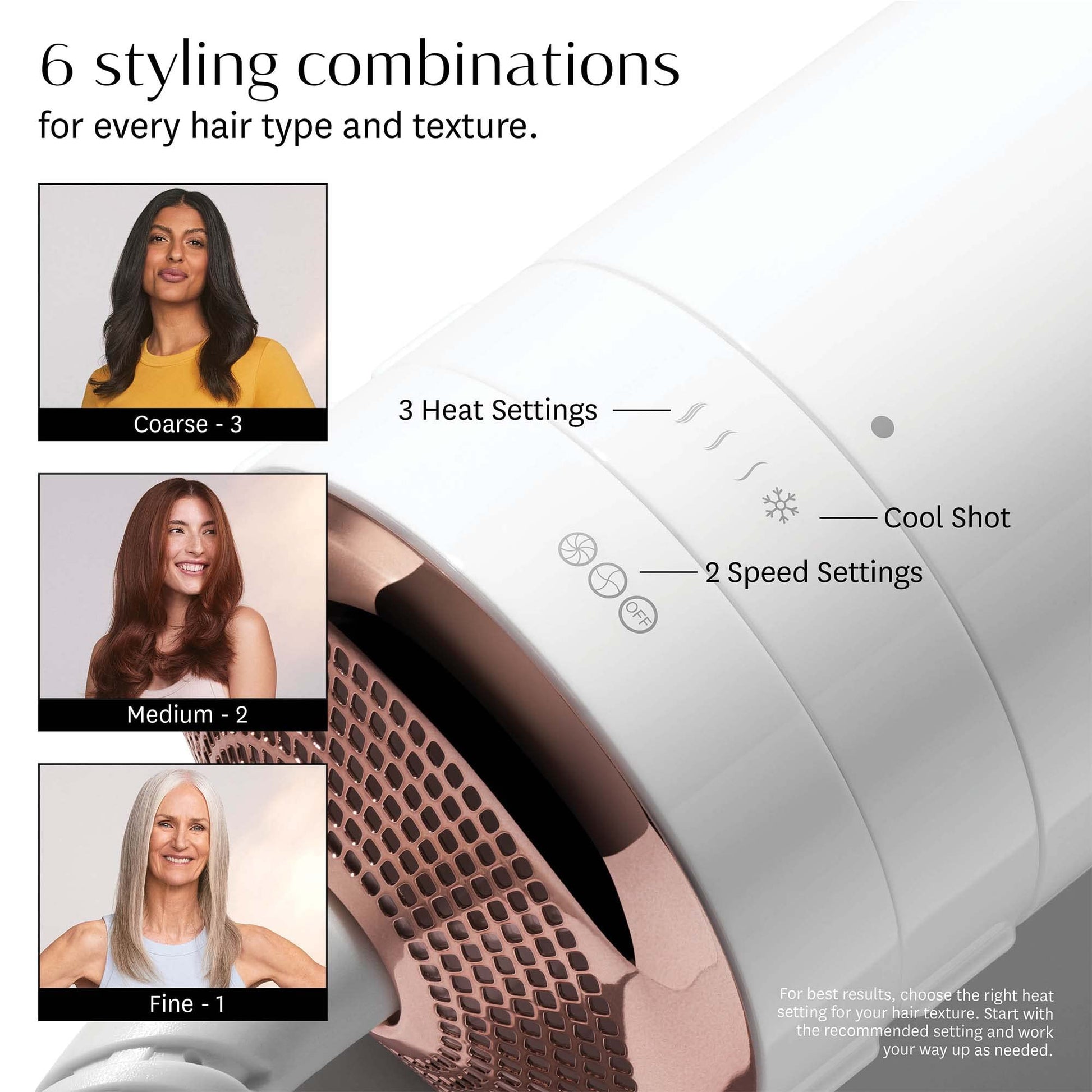 T3 luxury hair styling tool showcasing the cool shot button and temperature interface.