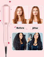 LANDOT ceramic straightening brush showing the extra-long barrel and anti-scald protective tips.