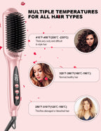 LANDOT rose gold styling brush displaying the digital temperature display screen showing twelve settings.