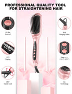 LANDOT professional hair brush being held to demonstrate the ergonomic handle grip.
