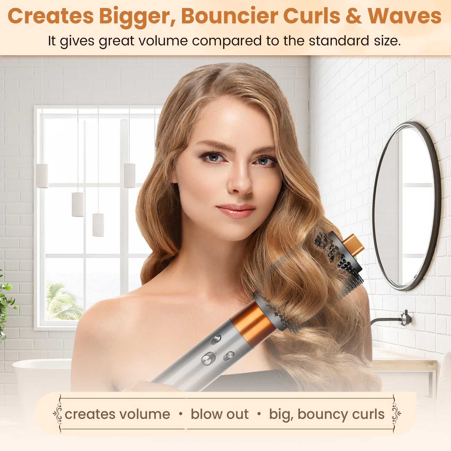 Puregust voluminous blowout brush side angle showcasing the secure connection mechanism for hair stylers