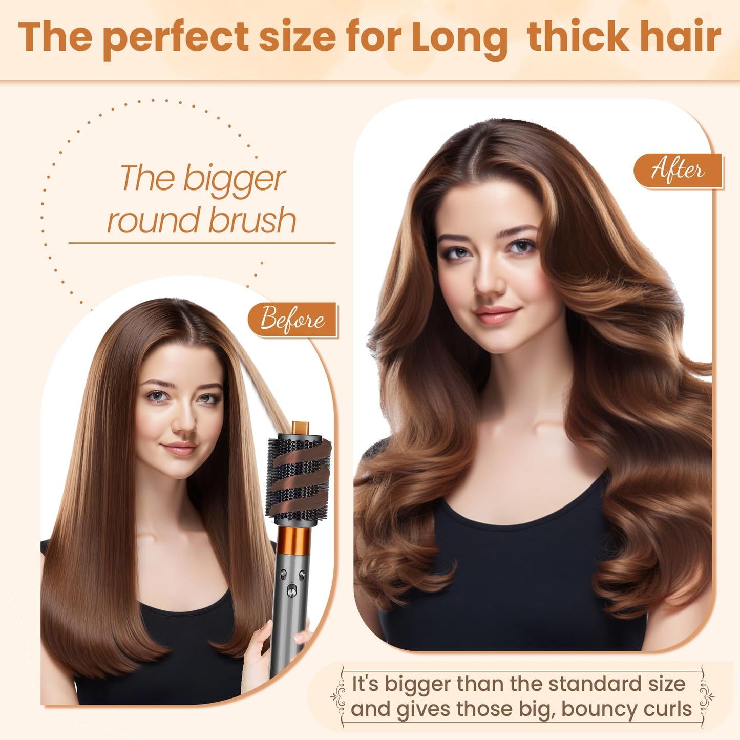 Puregust premium styling attachment for long dense hair displaying the gold and grey color combination