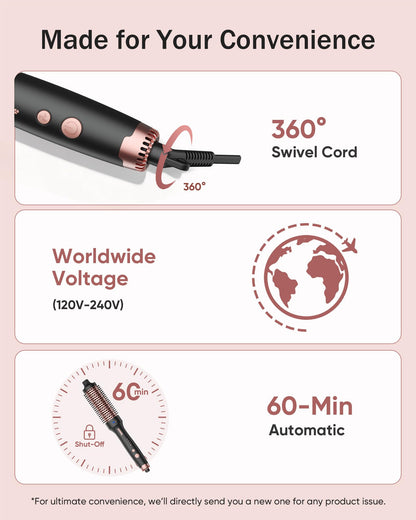 YeCheer heated curling brush displaying the digital temperature controls and ergonomic handle design.