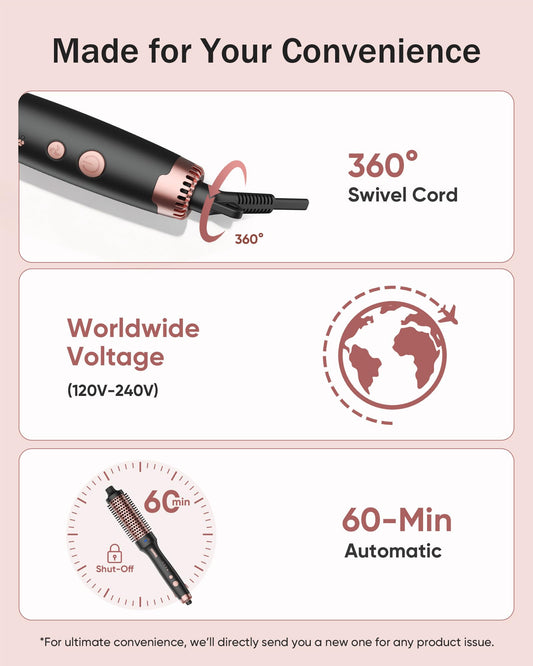 YeCheer heated curling brush displaying the digital temperature controls and ergonomic handle design.