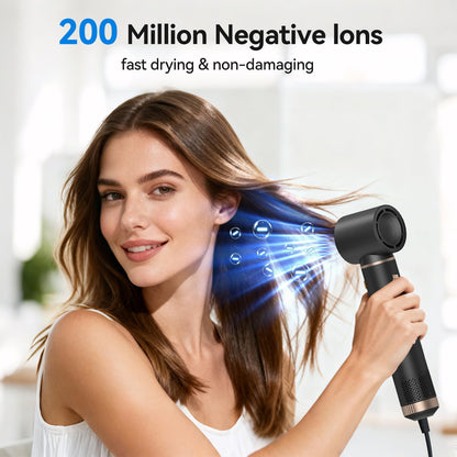 Close up view of the negative ion hair styler brush head showing the detangling bristle design