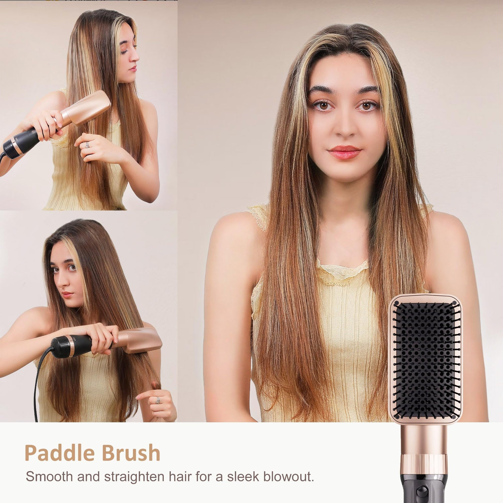 DAILYLIFE blow dryer brush set with curling iron attachment and heat protective glove on a clean background