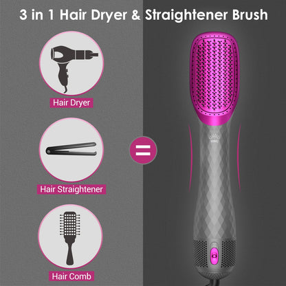APOKE 1200 watt powerful hair volumizer and straightener brush angle shot demonstrating the airflow vents along the barrel.