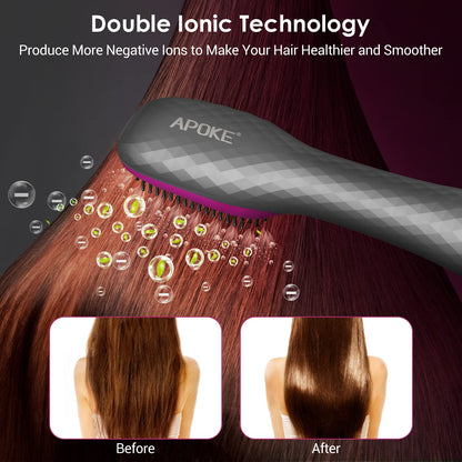 APOKE imported multipurpose hair styling brush displaying the heavy duty power cord connection and sleek premium gray finish.