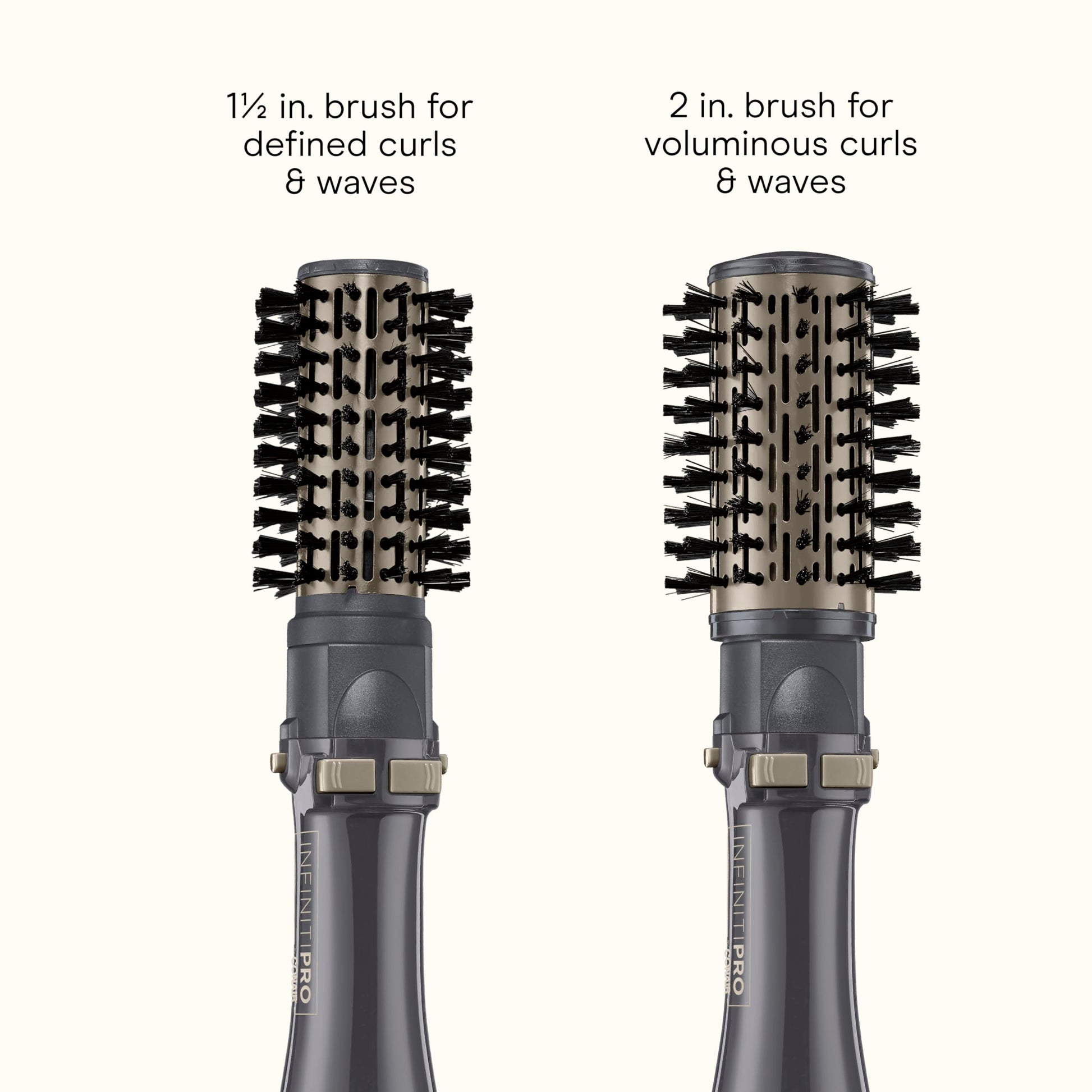 Conair InfinitiPro rotating hot air brush close up of the tangle-free antistatic bristles.