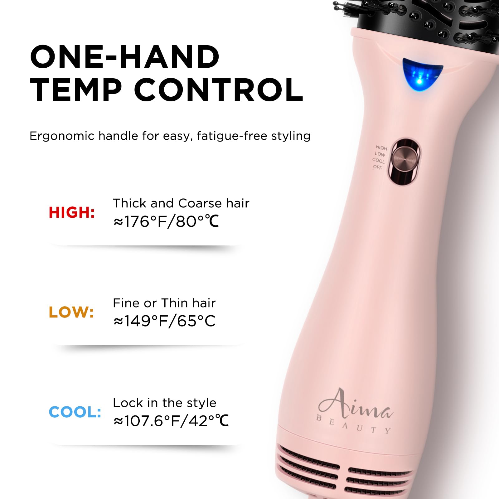 Aima Beauty hair volumizer tool top view illustrating the airflow distribution layout.